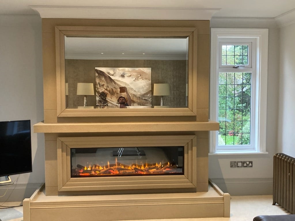 mirrored fireplace
